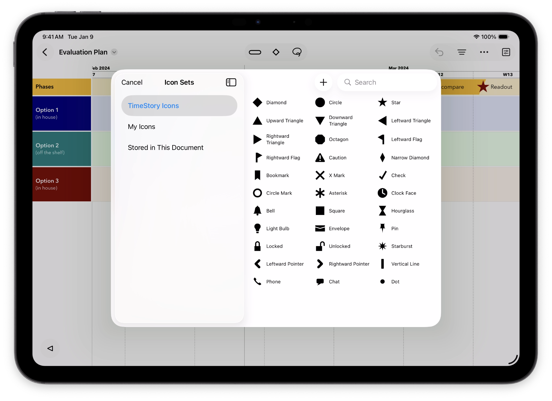 The Point Event Icons window