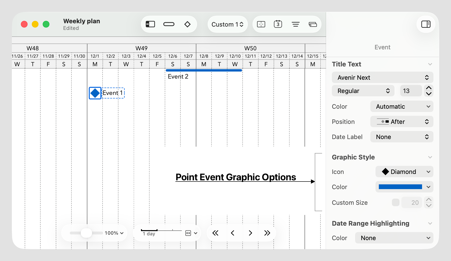 Point Event Inspector Options