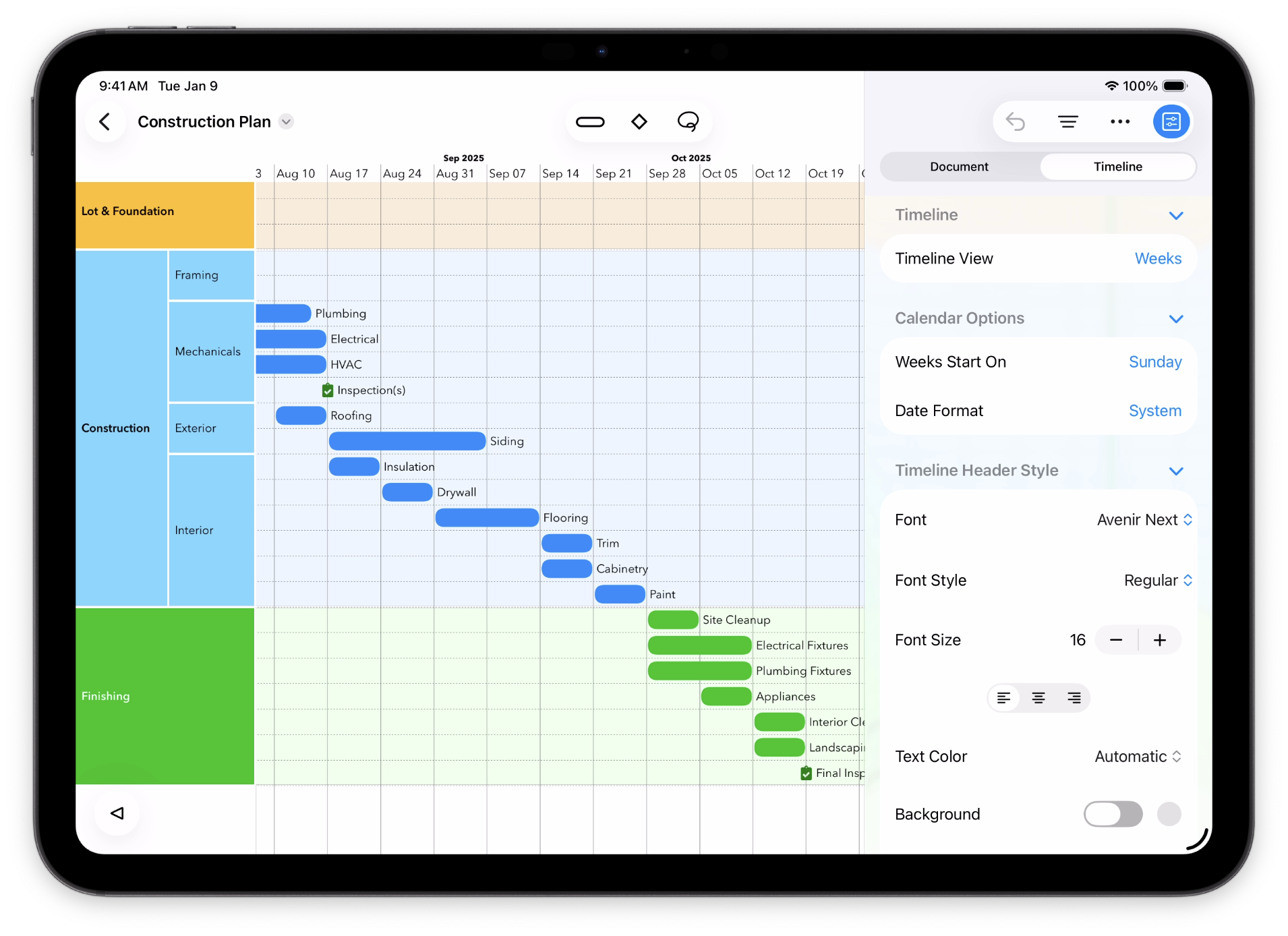 The top of the Timeline Inspector