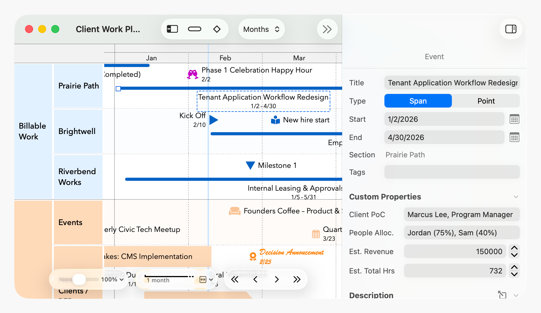 The Inspector, with some custom properties visible