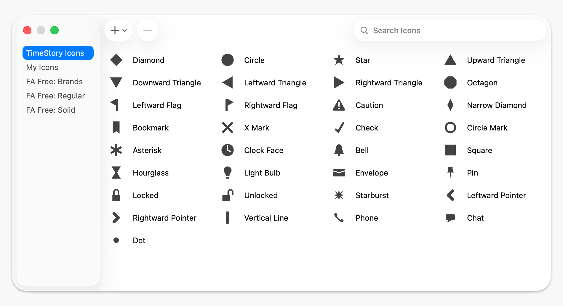 The Point Event Icons window
