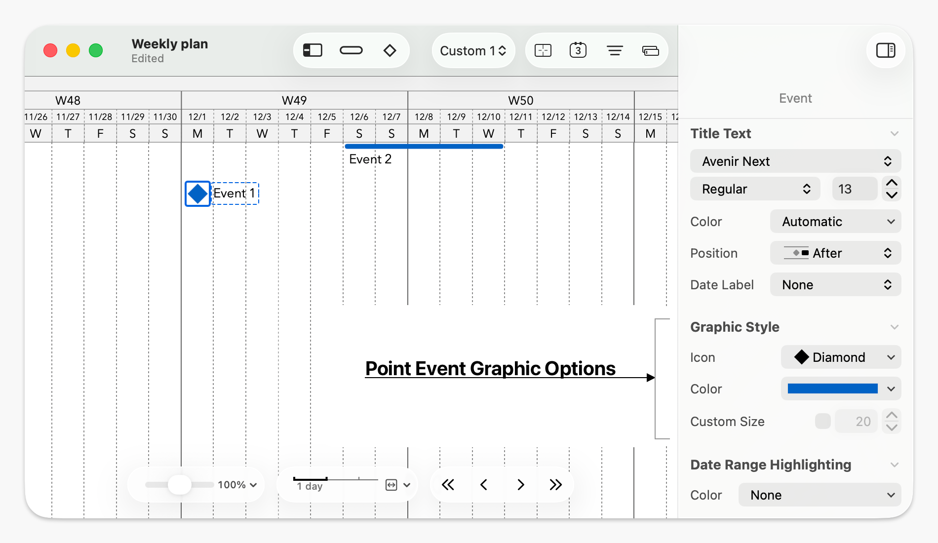 Point Event Inspector Options