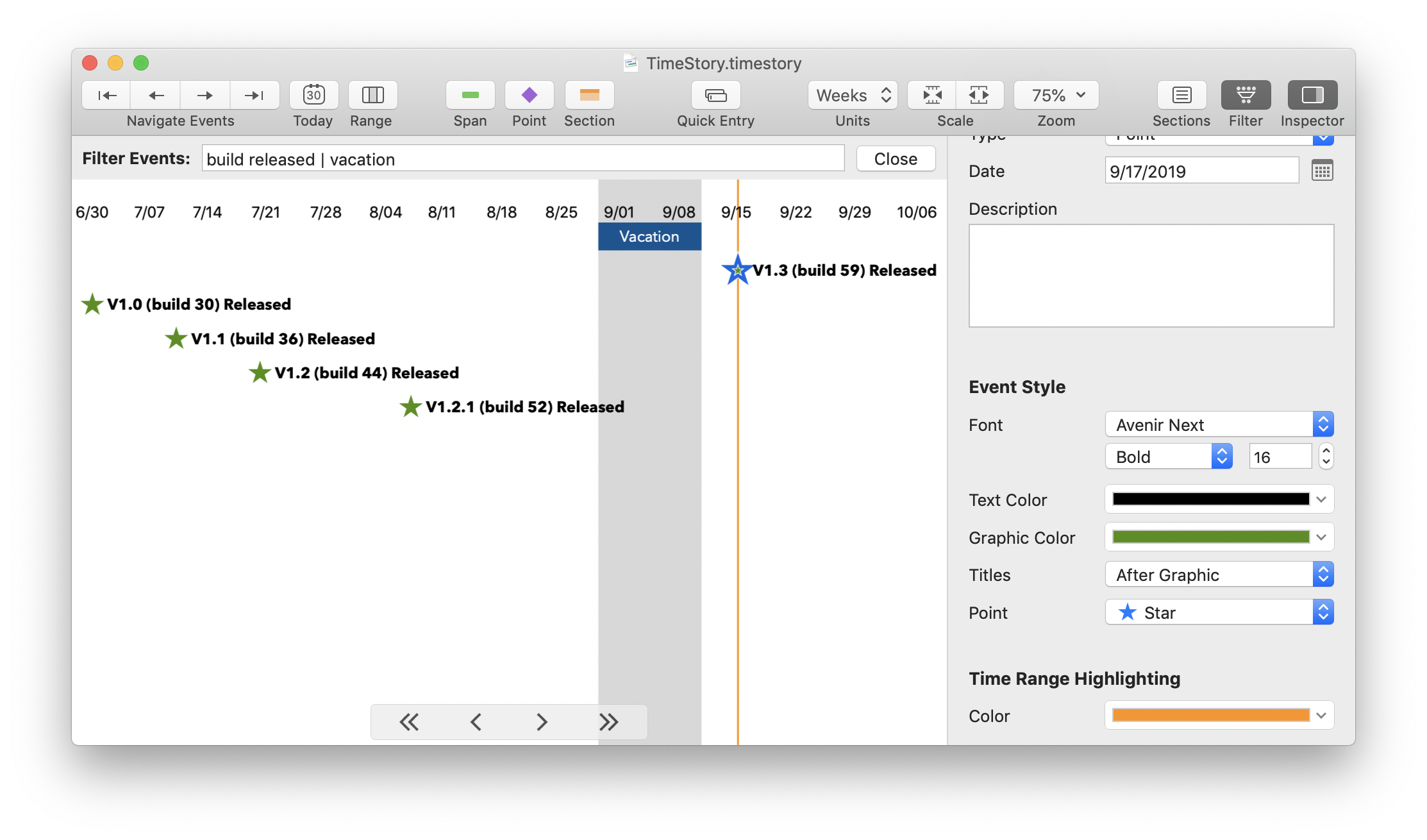 Screenshot: Time-Range Highlight