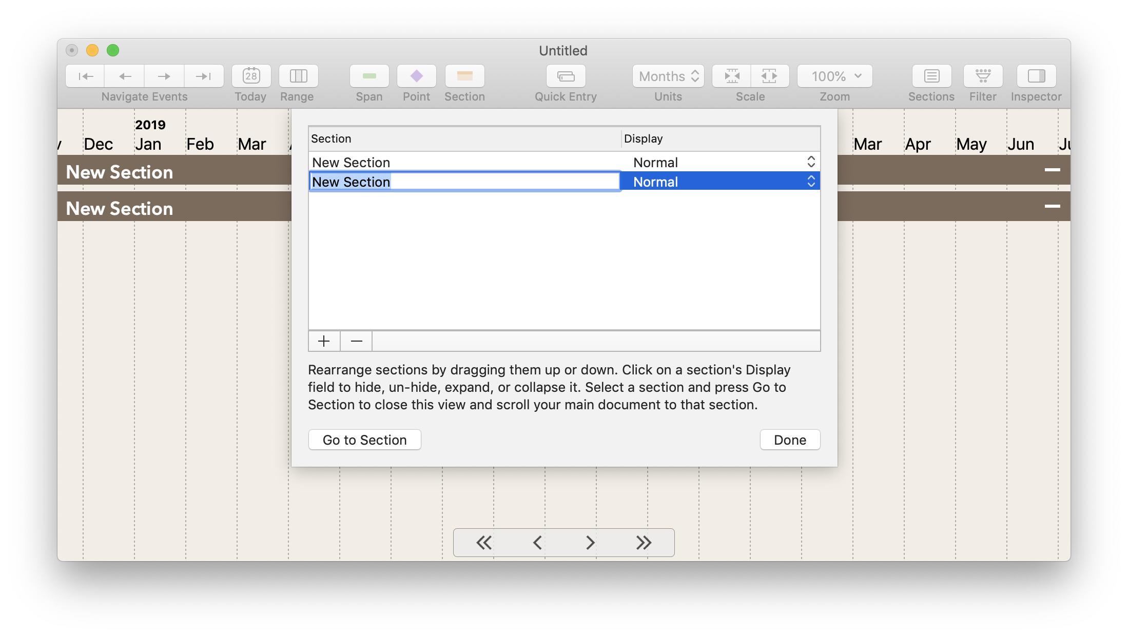 Screenshot: Section Manager