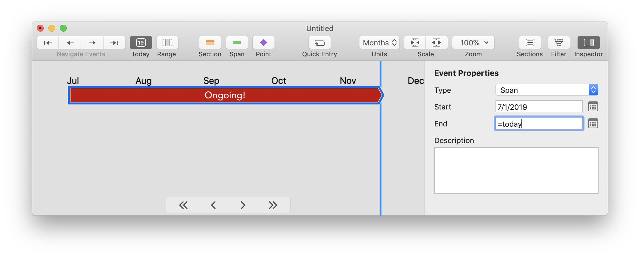 Screenshot: Event ending on today