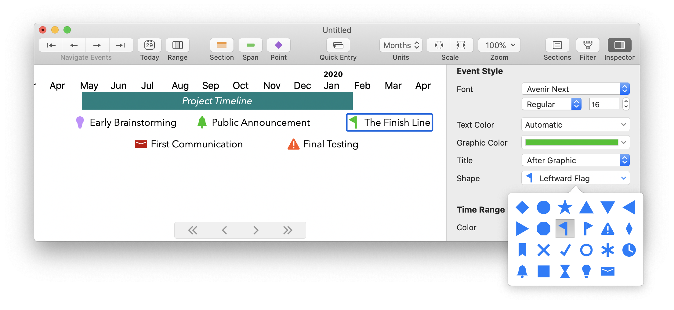 Screenshot demonstrating some of the available shapes Screenshot demonstrating some of the available shapes