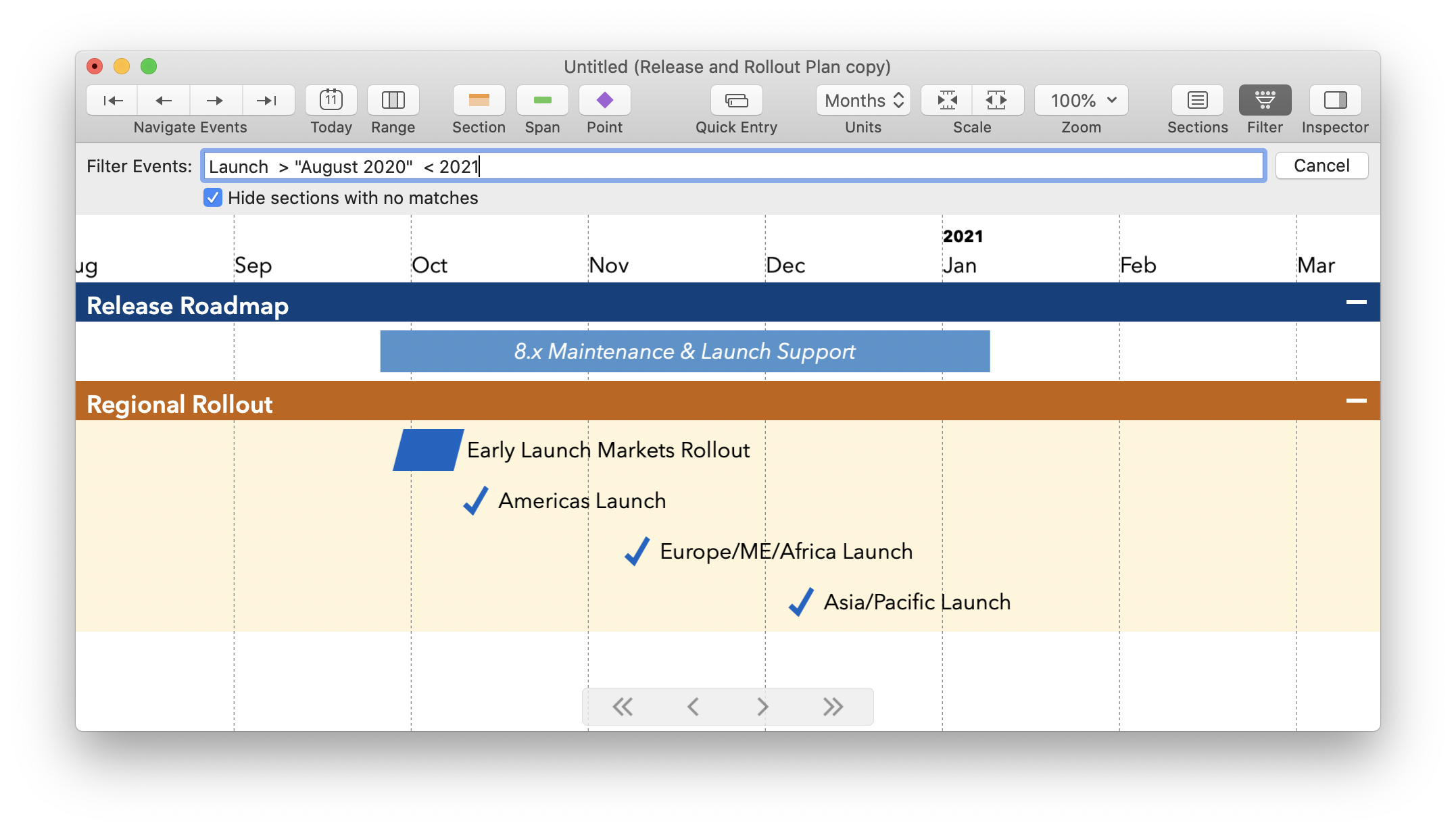 Screenshot: Dates in titles