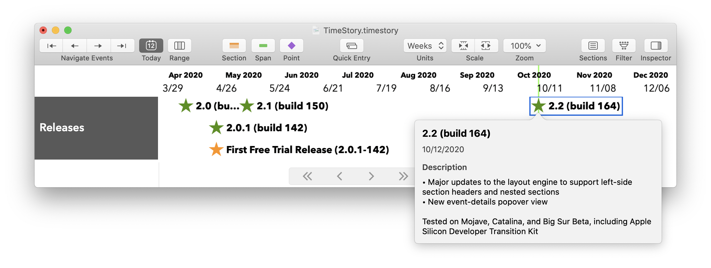 Screenshot: Presenting an event details popover