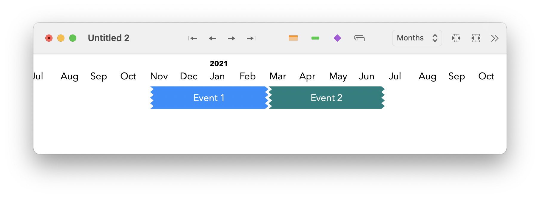 Screenshot: A couple of span events with jagged ends