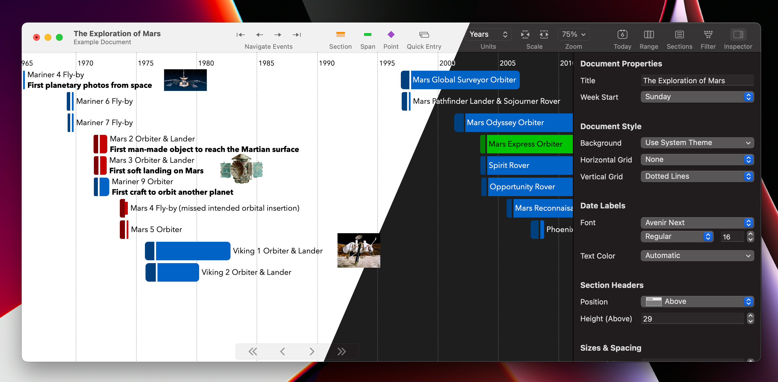 Demo of enabling automatic background color on a timeline, with two screenshots smashed together