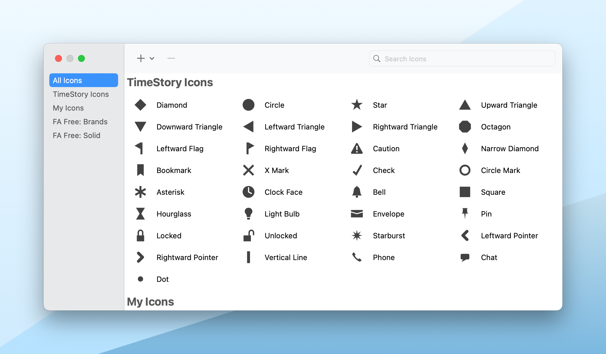 The refreshed Point Event Icons window