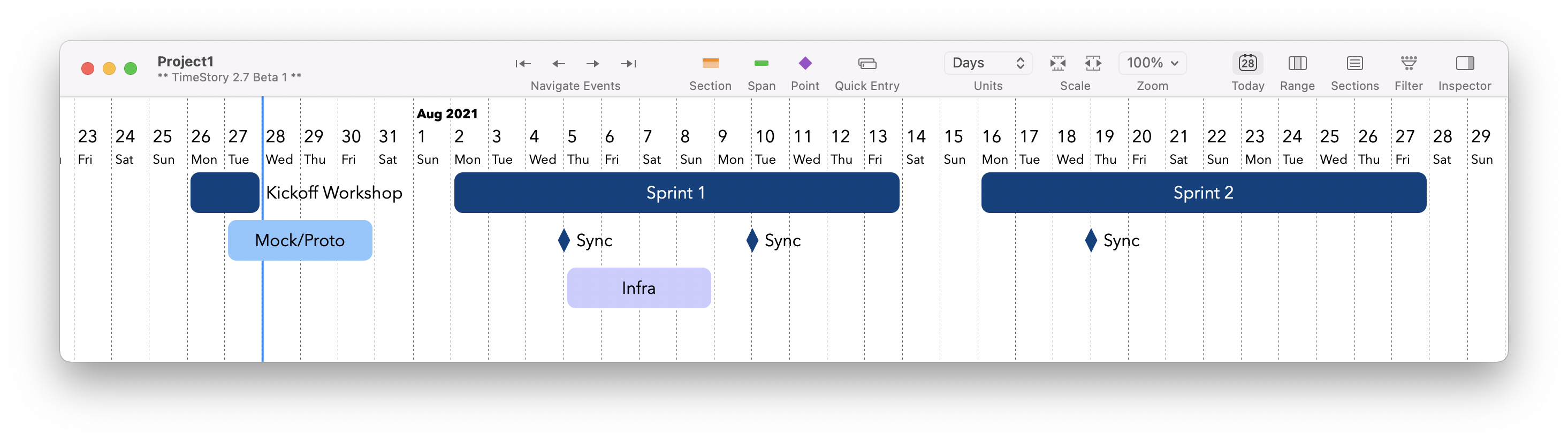 Screenshot of TimeStory from before running this shortcut
