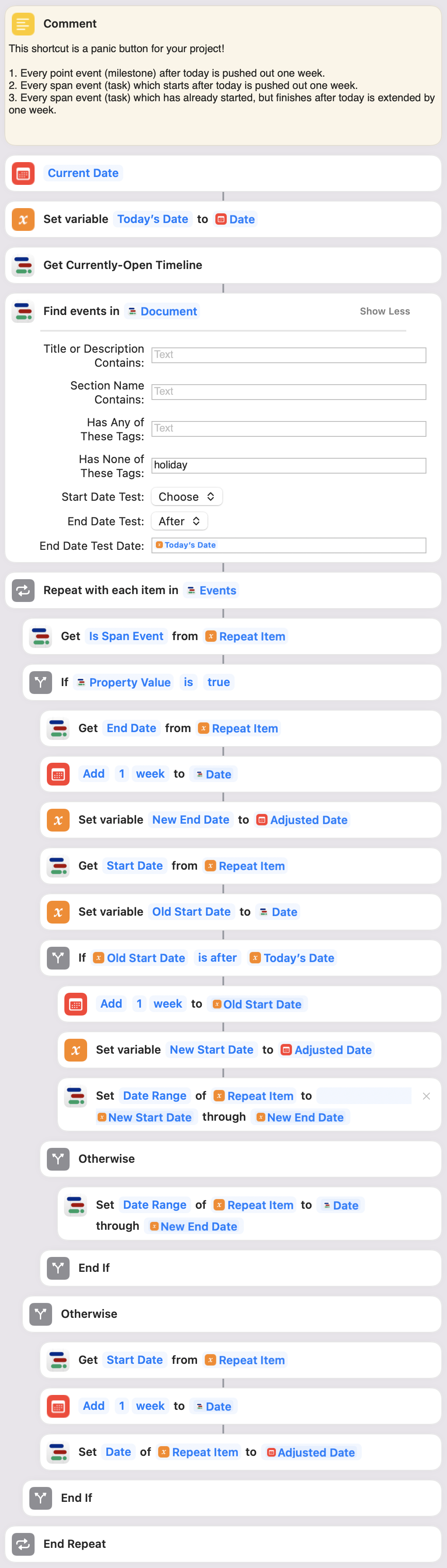 Shortcut listing, as a screenshot of the Shortcuts app